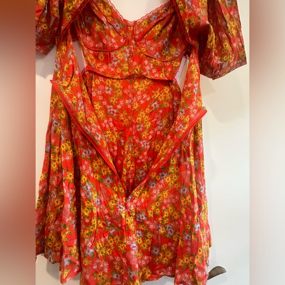 NWOT ASOS Design Cupped Red Floral Open Back Cut Out Tea Mini Dress size 8 - Picture 11 of 14